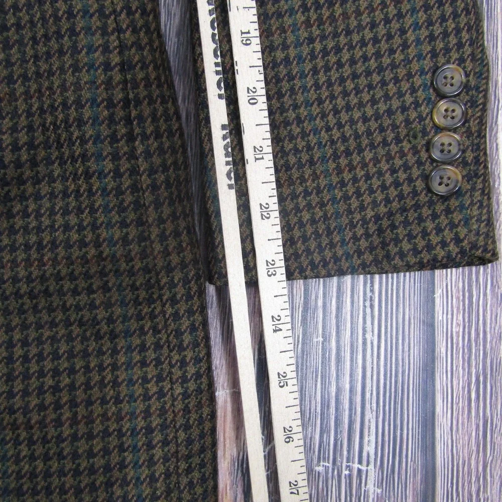Oscar De La Renta Sport‎ Coat Mens L Brown Check Wool Tweed 2 Button Blazer